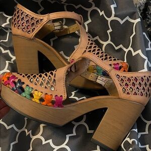 Brand new leather Aztec high heels beautiful fit with any of your outfits